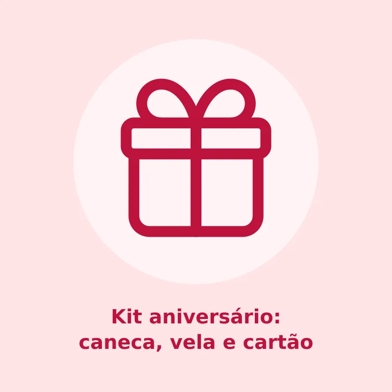 Kit aniversário: caneca, vela e cartão